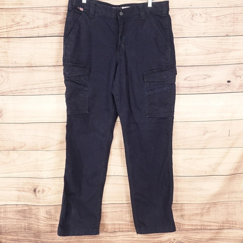 Carhartt FR Cargo Pants Mens 36x32 Blue Relaxed Fit Canvas Flame Resistant CAT 2